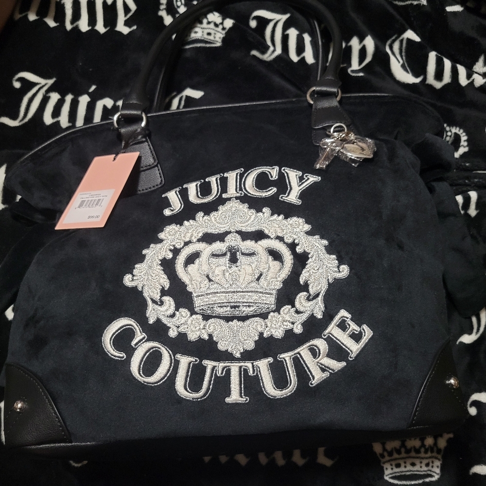 Juicy Couture Black Embroidered Logo Tote Bag